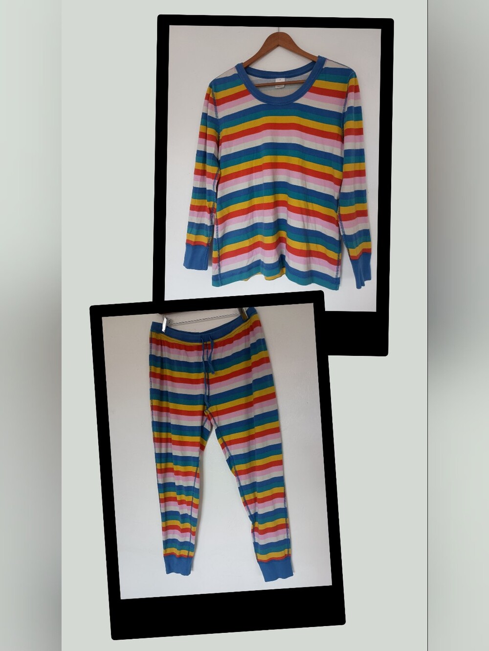 Hanna Andersson 100% Organic Cotton Rainbow Stripe Long John Pajama Set